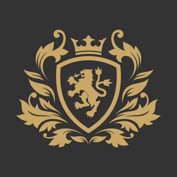 Royal luxury lion brand logo template