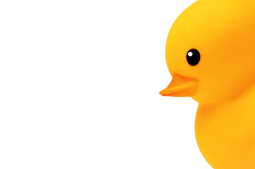 Yellow Duck Toys Over White Background