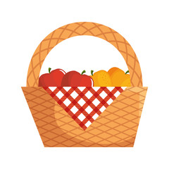 Picnic basket with food icon vector illustration graphic design