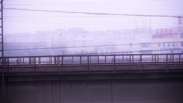 Long railway bridge.