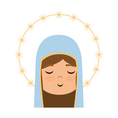 cartoon virgin mary face icon over white background colorful design vector illustration