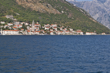 Fototapeta premium Small town Perast on the shore of the Kotor Bay