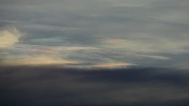 The rainbow clouds are beautifully moving, amazing phenomenon,Time lapse