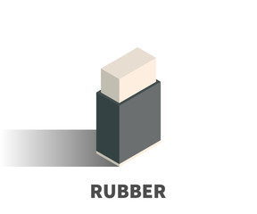 Rubber, Eraser icon, vector symbol in isometric 3D style isolated on white background.