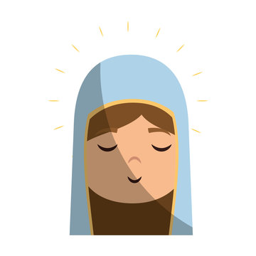 cartoon virgin mary icon over white background colorful design vector illustration