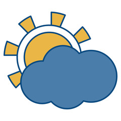 sun and cloud icon over white background vector illustration