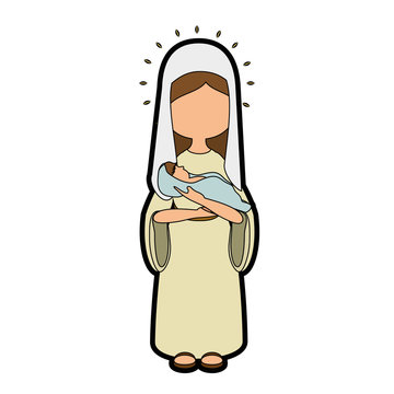 virgin mary icon over white background colorful design vector illustration