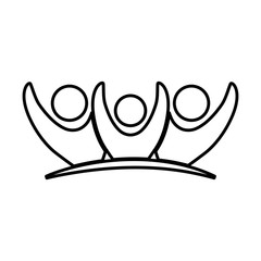 Abstract human figures with hands raised icon over white background vector illustration