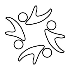 Abstract human figures in square shape icon over white background vector illustration