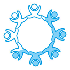 Abstract human figures in circle shape icon over white background vector illustration