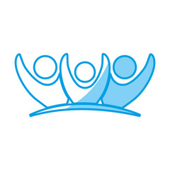 Abstract human figures with hands raised icon over white background vector illustration