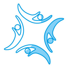 Abstract human figures in square shape icon over white background vector illustration