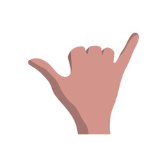 hand with shaka sign icon over white background vector illustration