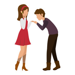 Obraz premium Beautiful and romantic couple icon vector illustration graphic design