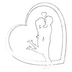 heart with silhouette of couple in love icon over white background vector illustration