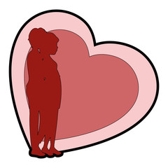 heart with silhouette of couple in love icon over white background colorful design vector illustration
