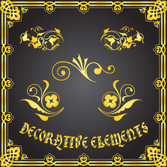 Decorative floral design elements and vector ornaments