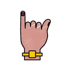 hand with shaka sign icon over white background vector illustration