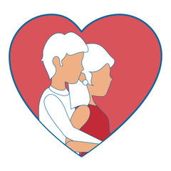 heart with couple in love icon over white background colorful design vector illustration