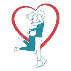 heart with couple in love icon over white background colorful design vector illustration