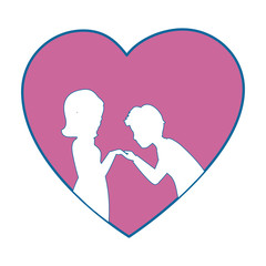 heart with silhouette of couple in love icon over white background colorful design vector illustration