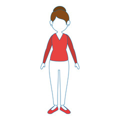 young woman cartoon icon vector illustration graphic design