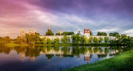 Fototapeta na wymiar Panorama of Novodevichy Convent, Moscow, Russia. UNESCO world heritage site.
