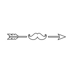 arrow with mustache icon over white background vector illustration