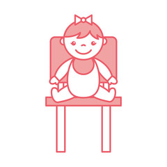 cute girl baby sitting on chair avatar character vector illustration design