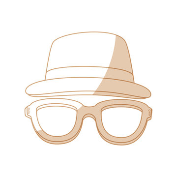 hat and glasses icon over white background vector illustration