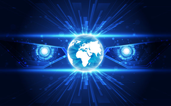 eye robot cyber security in the future technology concept background, vector illustration