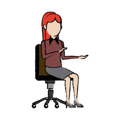 business woman person sitting office chair character