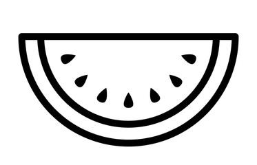 Watermelon fruit slice or cross section with seeds line art vector icon for apps and websites
