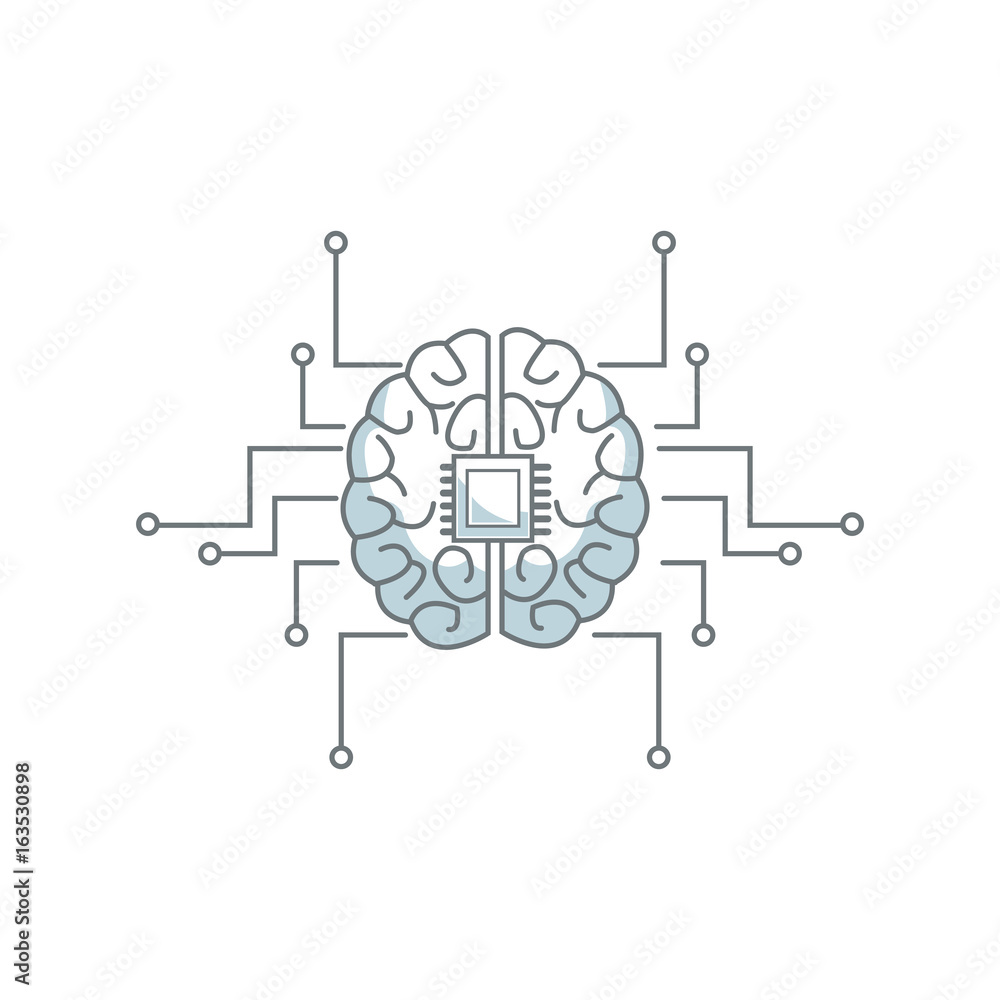 Poster printed circuit board human brain center of computer system