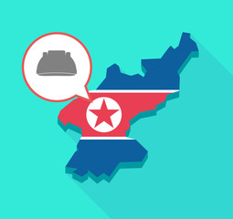 Long shadow North Korea map with a work helmet