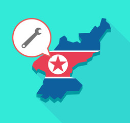 Long shadow North Korea map with a spanner