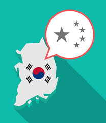 Long shadow South Korea map with  the five stars china flag symbol