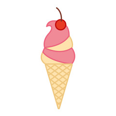 Delicious ice cream cone vector illustration design