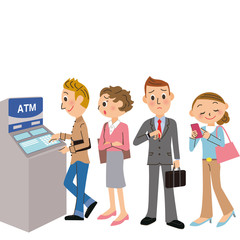 銀行に並ぶ人々