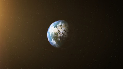 Realistic Earth at Night and Sun Flares around Africa