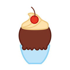 Delicious ice cream basket vector illustration design