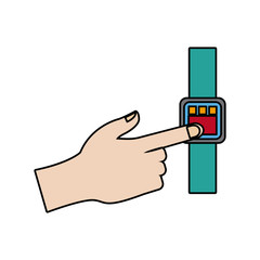 hand touch smart watch wearable technology device electronic