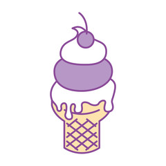 Delicious ice cream cone vector illustration design