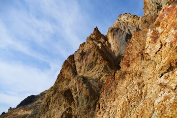 Photo of the picturesque Crimean rocky hills on the coast of the Black Sea to Cape Fiolent