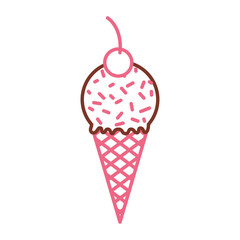 Delicious ice cream cone vector illustration design