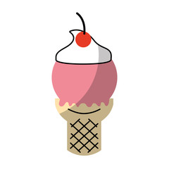 Delicious ice cream cone vector illustration design