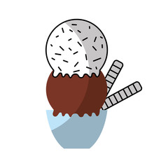 Delicious ice cream basket vector illustration design