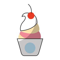 Delicious ice cream basket vector illustration design
