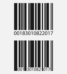 Realistic barcode icon isolated on grey background. Vector illustration.