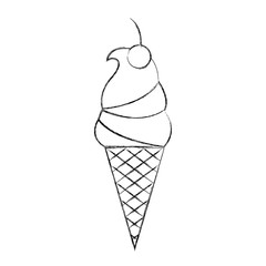 Delicious ice cream cone vector illustration design